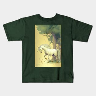 Fantasy Unicorn in the Forest Wall Art Home Decor "The Golden Hoof" Kids T-Shirt